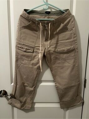 Women’s Khaki Cargo Drawstring Pants